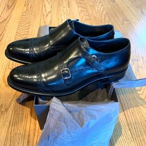 O' Keeffe Double Monk dress shoes Black Goodyear welted